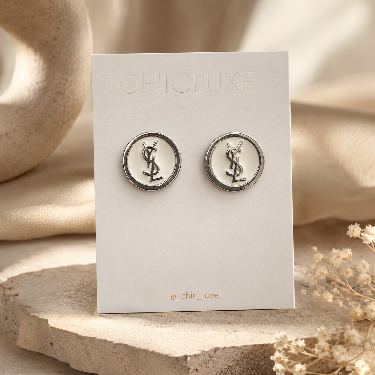 Luxury Monogram Round Stud Earrings