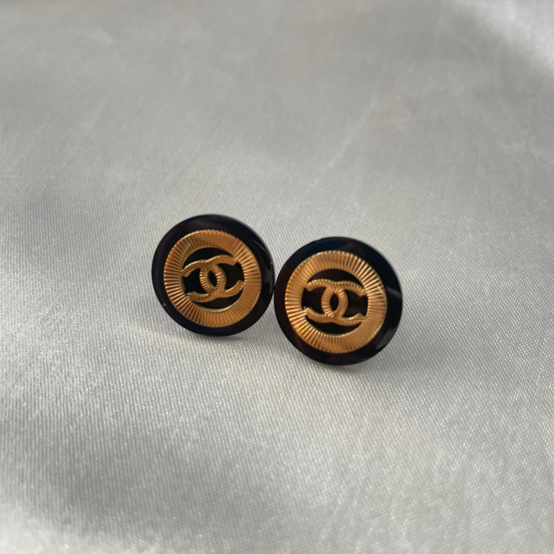 Chanel Black Studs
