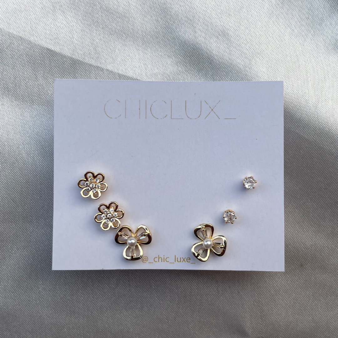 Set of 3 Gold Earrings