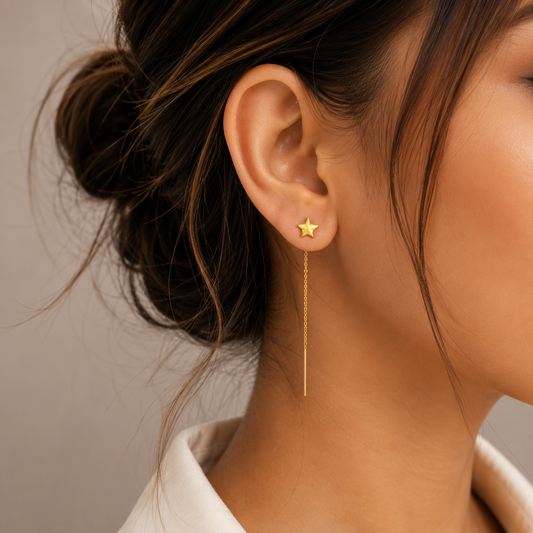 Celestial Star Chain Drop Earrings