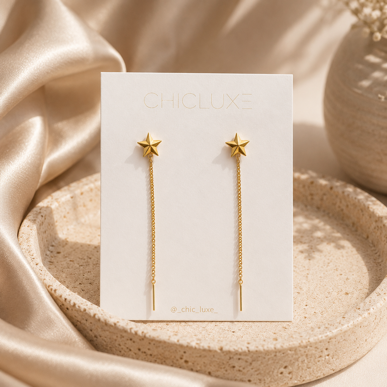 Celestial Star Chain Drop Earrings