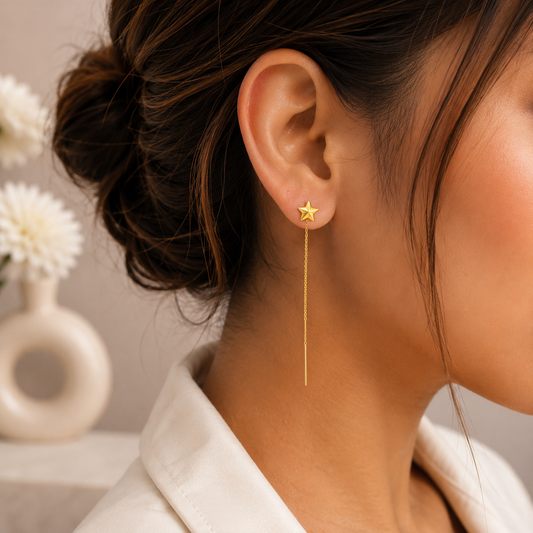 Celestial Star Chain Drop Earrings