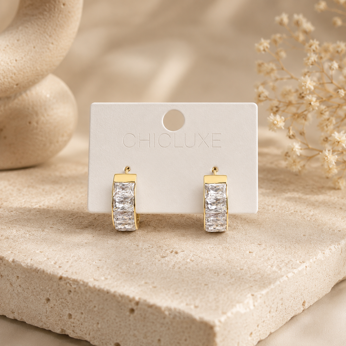 Crystal Gold Hoop Earrings