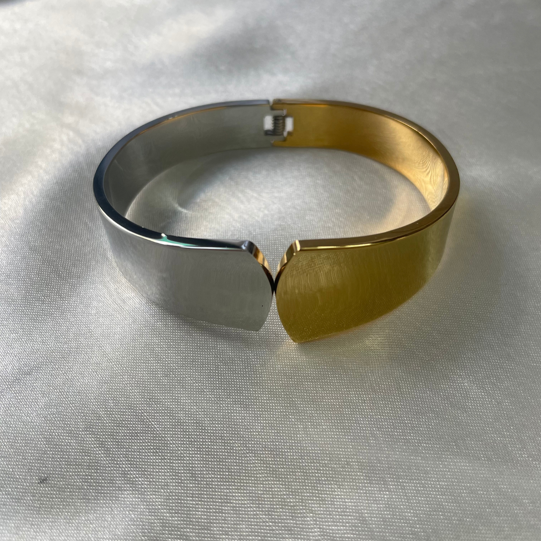 Dual Tone Gold Silver Bracelet Cuff