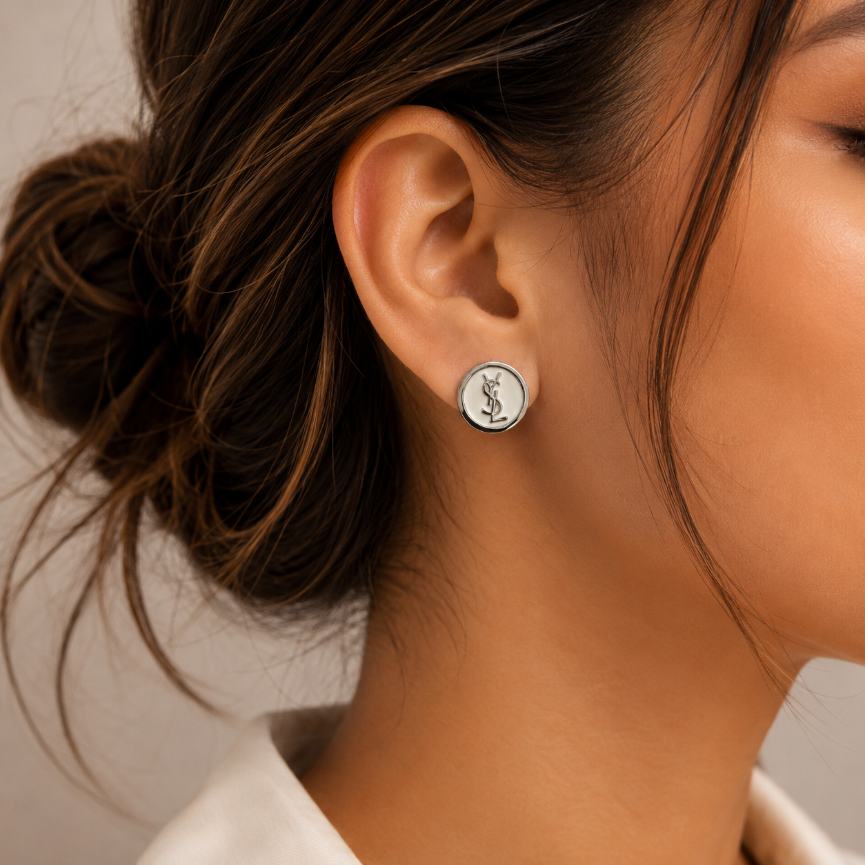 Luxury Monogram Round Stud Earrings