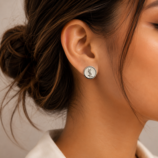 Luxury Monogram Round Stud Earrings