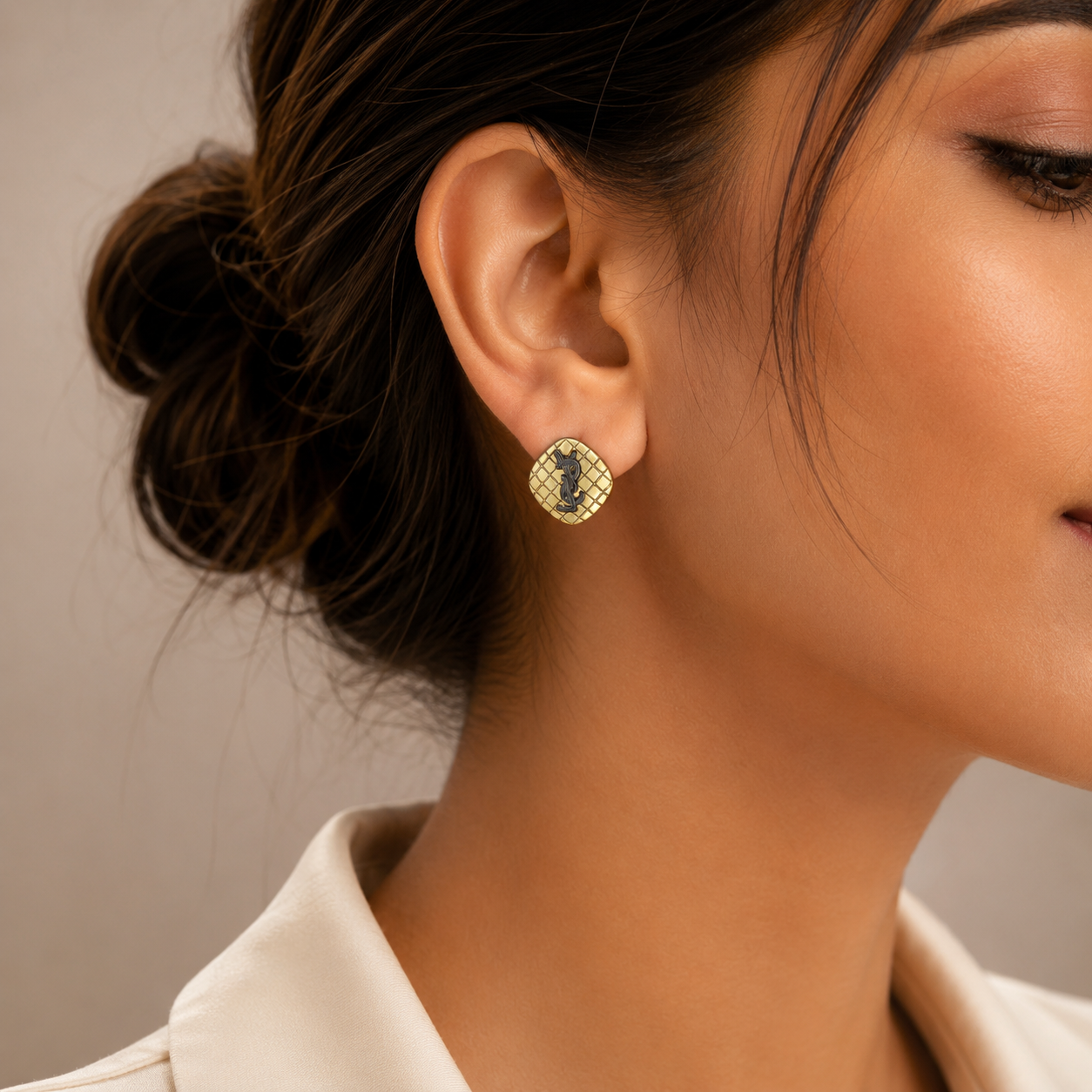 Luxury Quilted Gold Stud Earrings