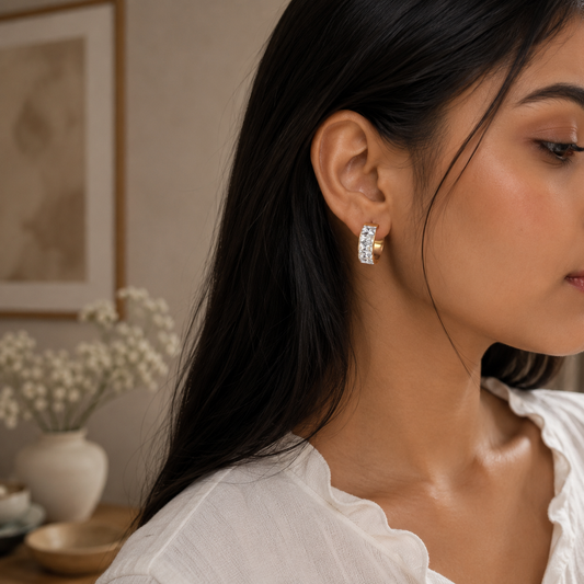 Crystal Gold Hoop Earrings