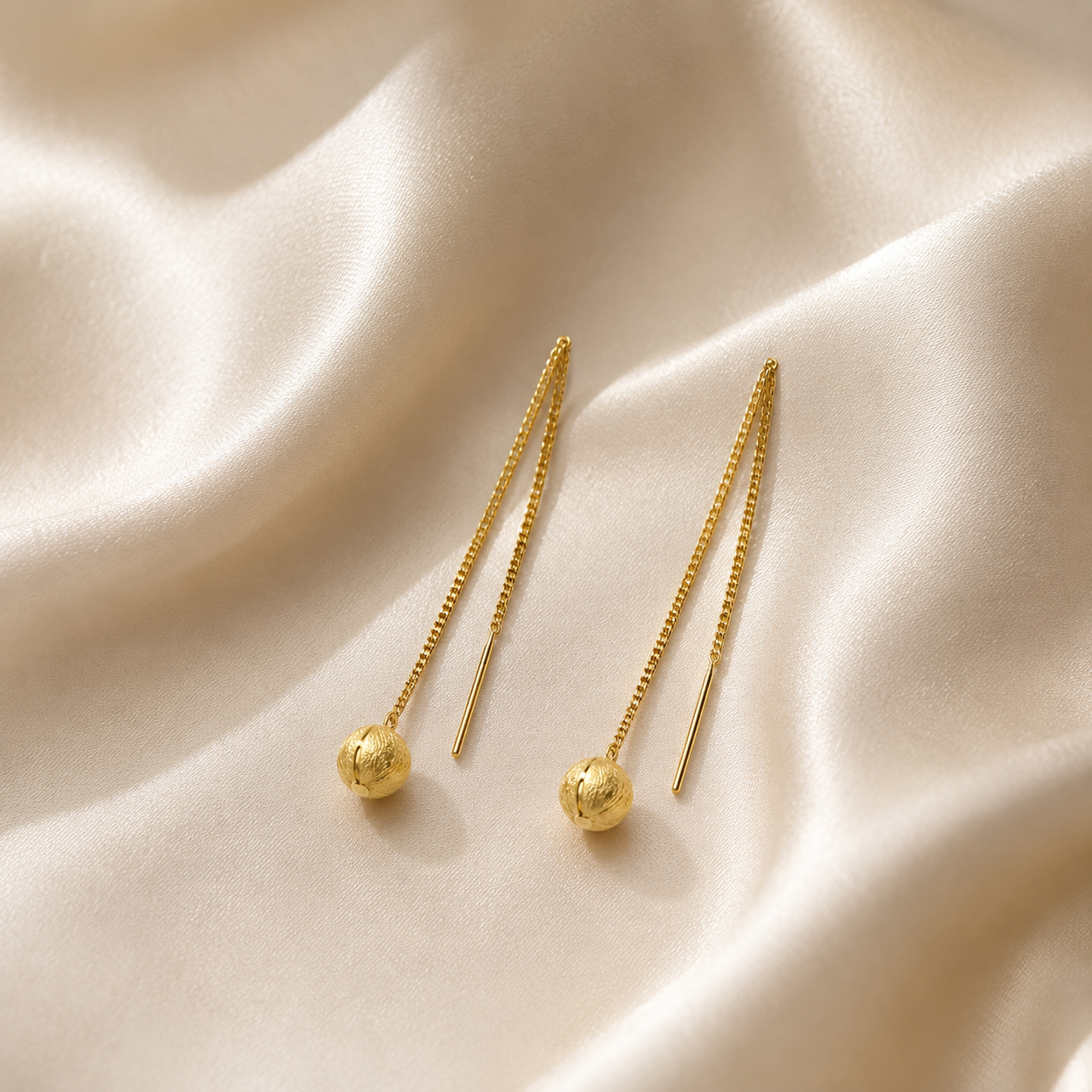 Golden Floral Chain Drop Earrings