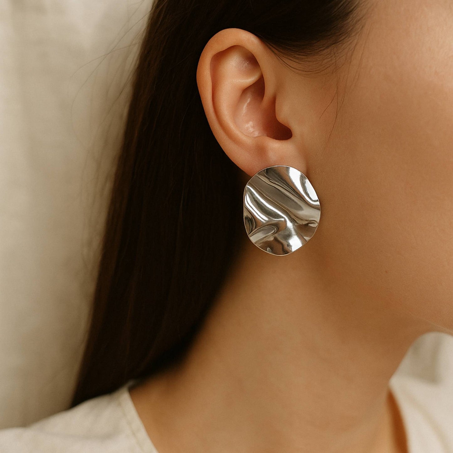 Silver Metal Earrings